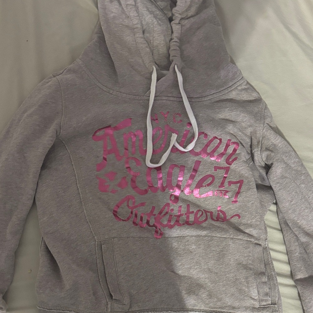 American Eagle Outfitters Gray Fleece Hoodie